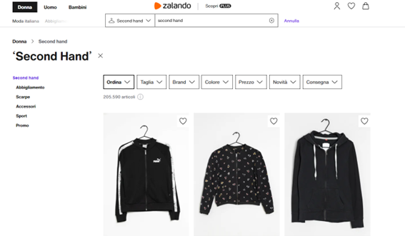 Zalando second hand; sostenibilità eCommerce; fashion store