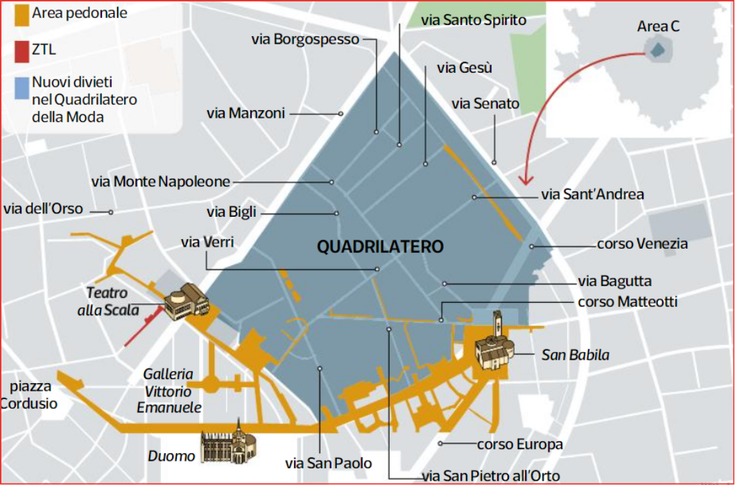 Nuova normativa ZTL Milano Quadrilatero Moda